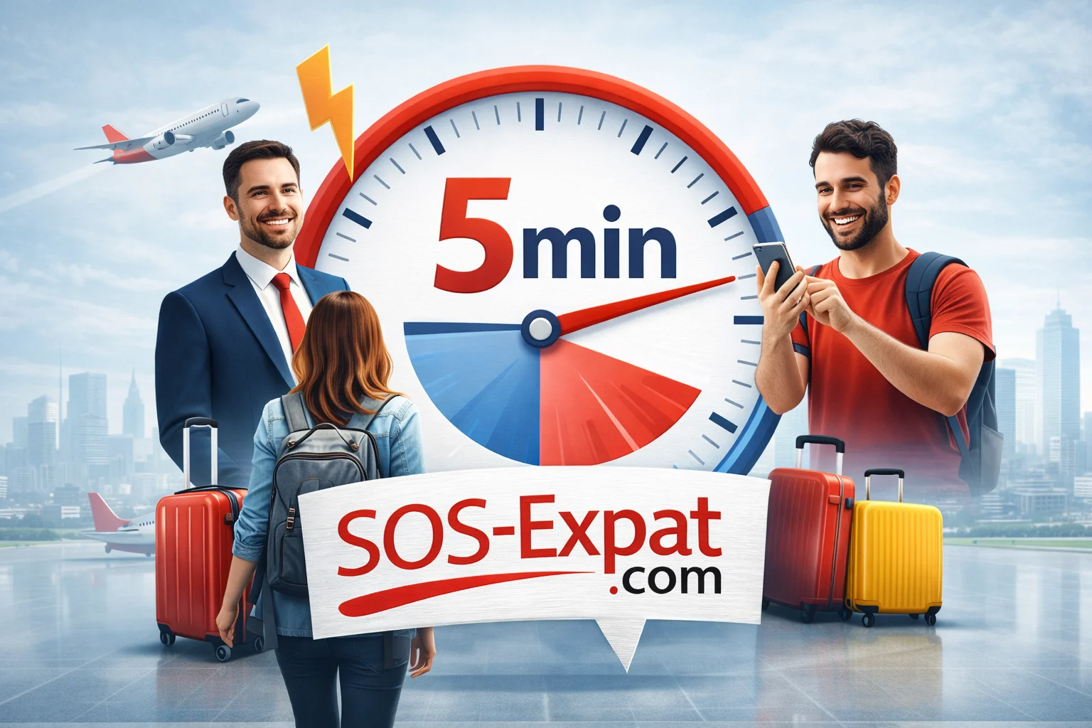 SOS Expat brand image illustrating all-purpose phone assistance for life abroad for expatriates in India