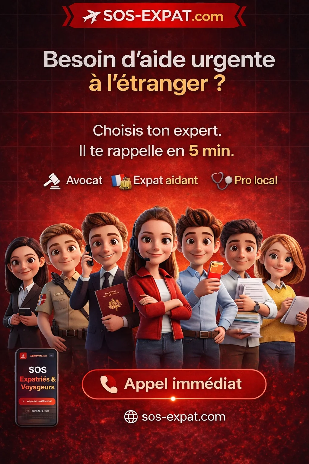 مغترب في فرنسا يحصل على استشارة هاتفية على مدار الساعة مع خبير محلي فورية عبر SOS Expat