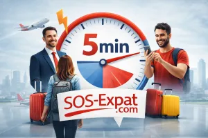 Visuel éditorial SOS Expat en russian, format landscape, pour contenu média et presse.