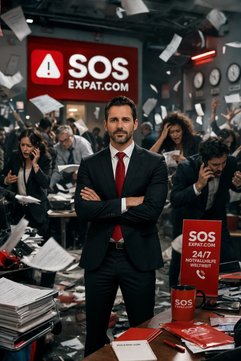 شخص يستخدم SOS Expat لـاستشارة هاتفية على مدار الساعة مع خبير محلي أثناء العيش في ألمانيا