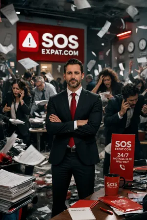 Person using SOS Expat app for 24/7 phone consultation with a local expert while living in Germany