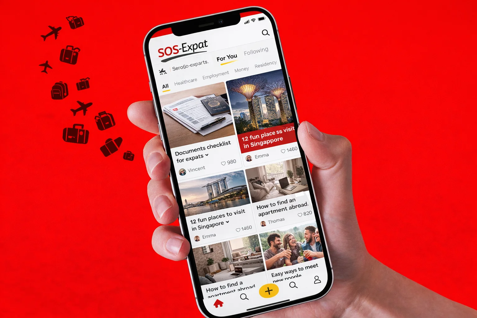 Визуал многоязычная телефонная помощь в 197 странах от SOS Expat — доступно в по всему миру и 197 странах