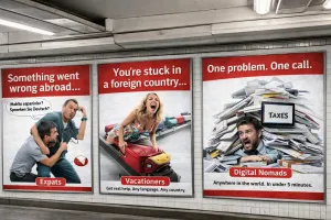 Визуал экстренная помощь за рубежом менее чем за 5 минут от SOS Expat — доступно в по всему миру и 197 странах