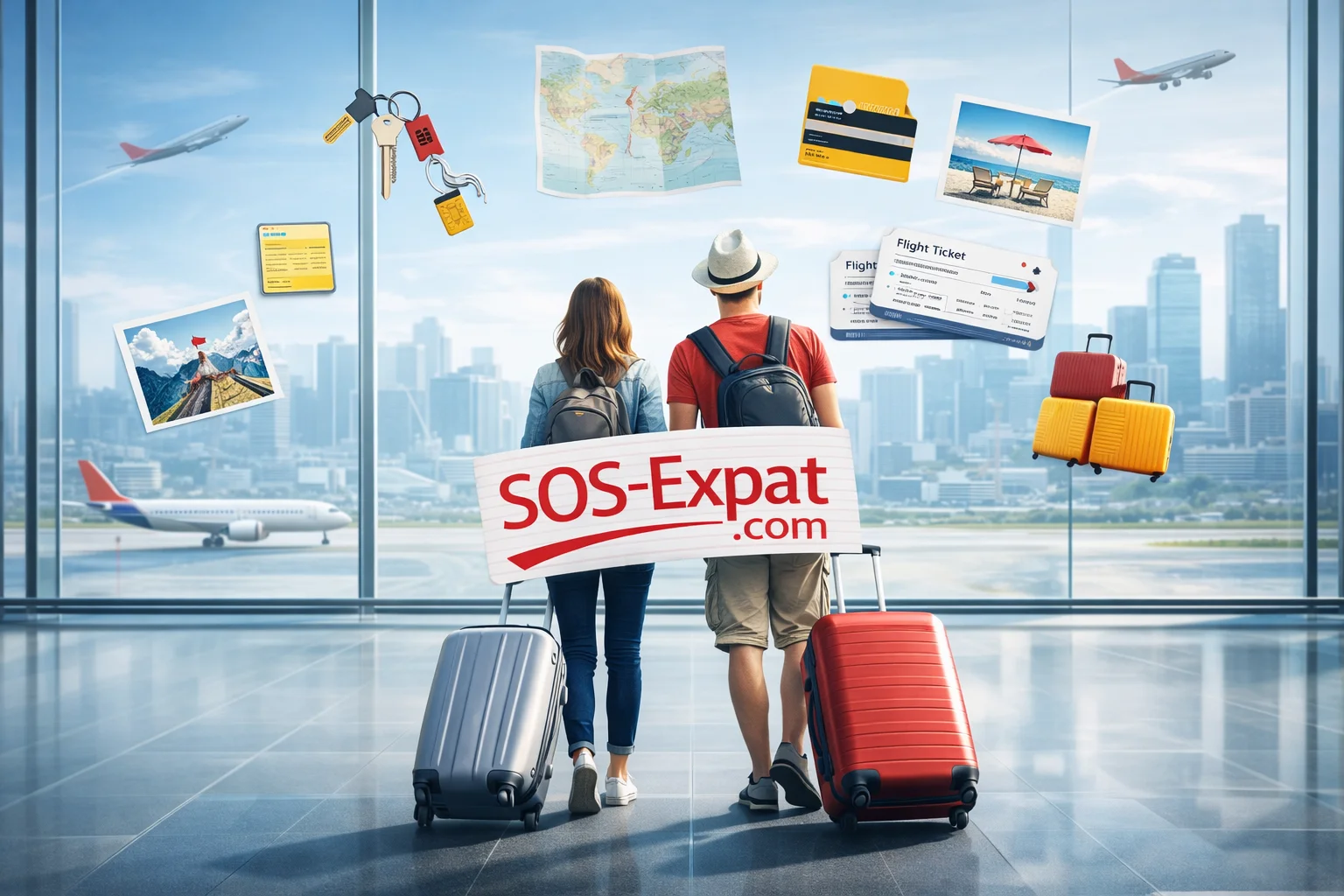 Визуал многоязычная телефонная помощь в 197 странах от SOS Expat — доступно в Китай и 197 странах