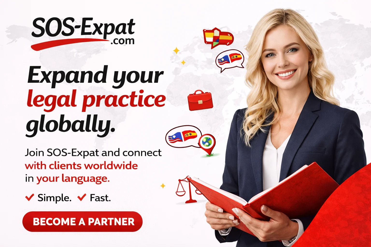 Брендовое изображение SOS Expat о многоязычная телефонная помощь в 197 странах для эмигрантов в по всему миру