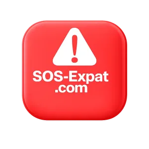 Visual de assistencia telefonica para qualquer necessidade no exterior pela SOS Expat — disponivel em China e 197 paises